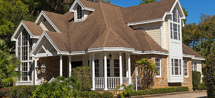 The exterior of a large home